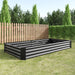 Rectangular Metal Raised Planter Outdoor Garden Plant Vegetable Bed- Black