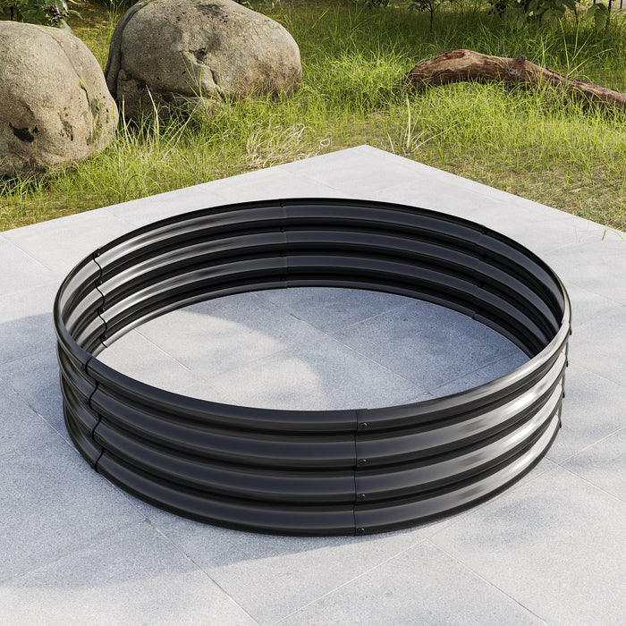 Round Shape Metal Raised Garden Bed Herbs and Vegetable Planter- Black_5