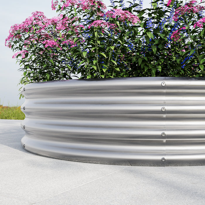 Tall and Round Raised Planter Outdoor Garden Herbs and Vegetable Bed- Silver_4