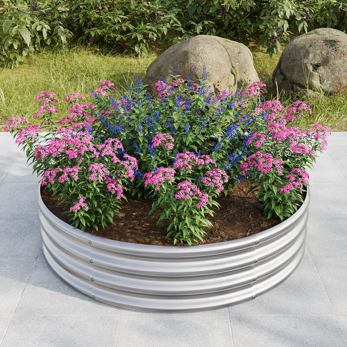 Tall and Round Raised Planter Outdoor Garden Herbs and Vegetable Bed- Silver_0