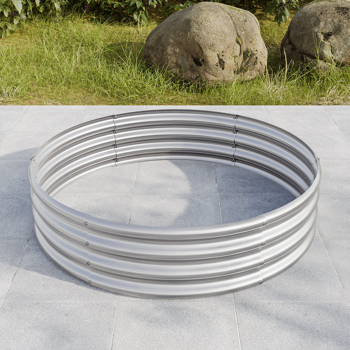 Tall and Round Raised Planter Outdoor Garden Herbs and Vegetable Bed- Silver_2