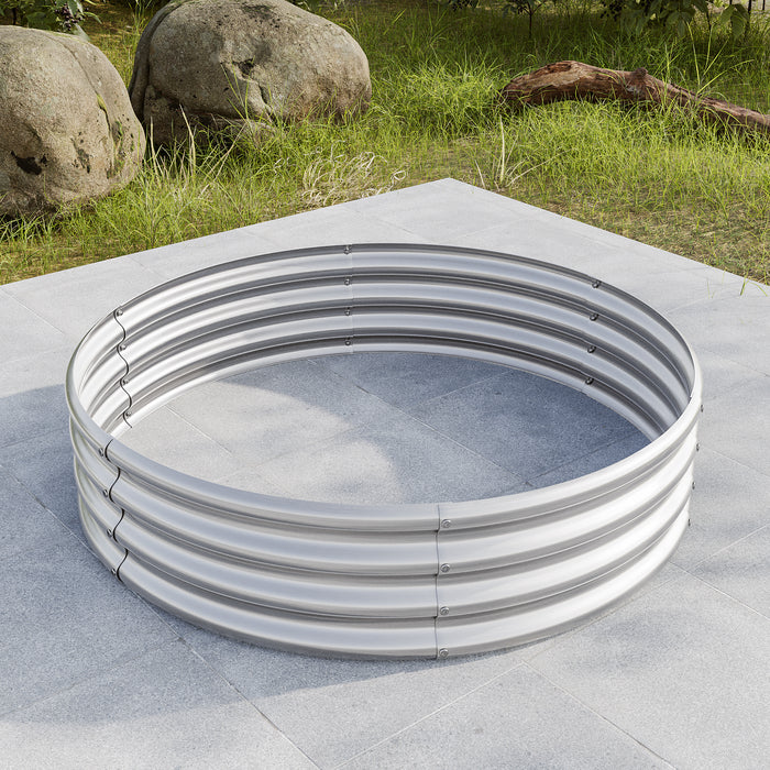 Tall and Round Raised Planter Outdoor Garden Herbs and Vegetable Bed- Silver_3