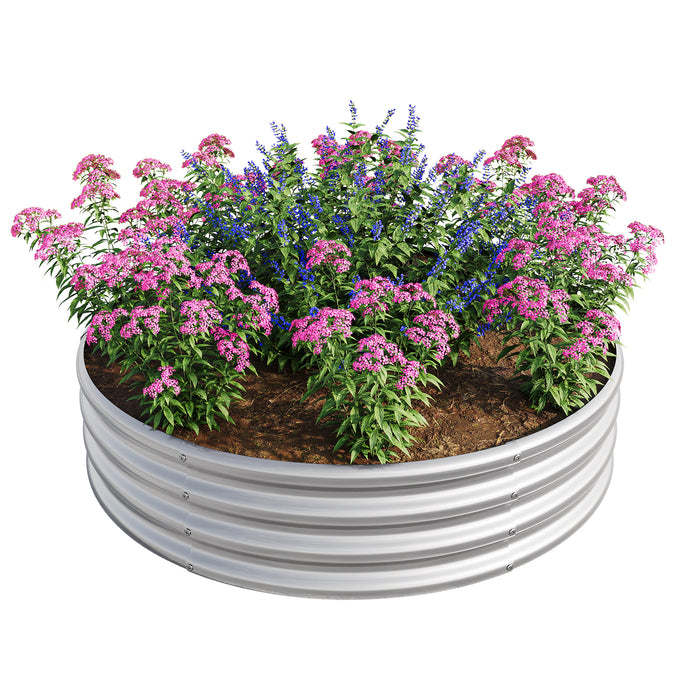 Tall and Round Raised Planter Outdoor Garden Herbs and Vegetable Bed- Silver_6