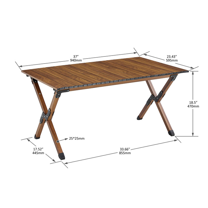 Lightweight Aluminum Foldable Roll-Up Rectangular Outdoor Camping Table