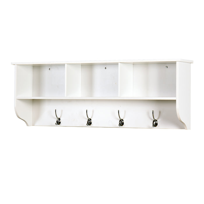 Wall-Mounted Coat Organizer Shelf with Hooks
