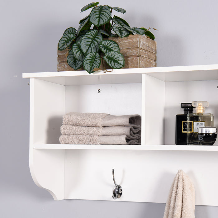 Wall-Mounted Coat Organizer Shelf with Hooks