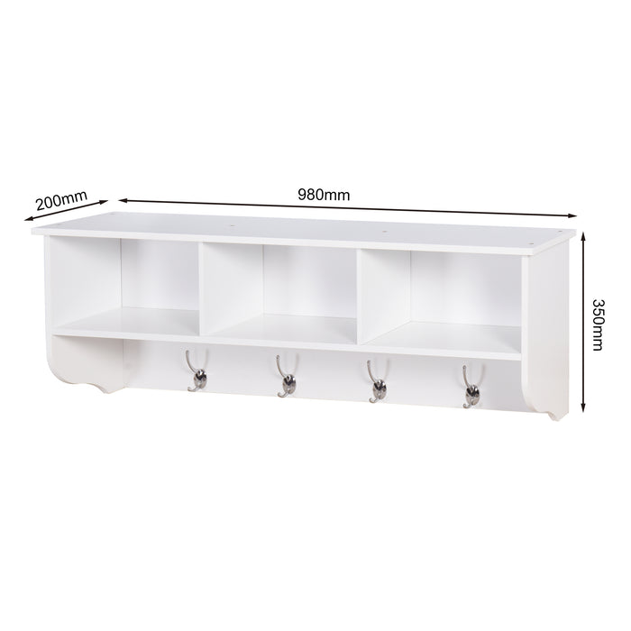 Wall-Mounted Coat Organizer Shelf with Hooks