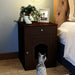 Hidden Box Cat End Table Wooden Night Stand Enclosed Pet Litterbox- Brown