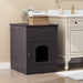 Hidden Box Cat End Table Wooden Night Stand Enclosed Pet Litterbox- Brown