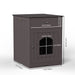 Hidden Box Cat End Table Wooden Night Stand Enclosed Pet Litterbox- Brown