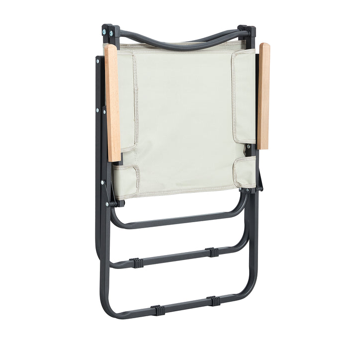 2 Pcs Foldable Oxford Cloth Outdoor Camping and Fishing Chair- Beige_8