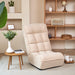 Single Seater Japanese Style Thick Cushioned Lazy Tatami Recliner Sofa- White_1