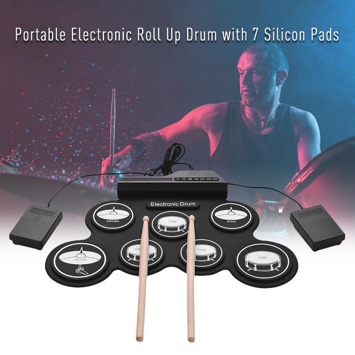 7 Pads Roll-Up Electronic Drum Practice Kit