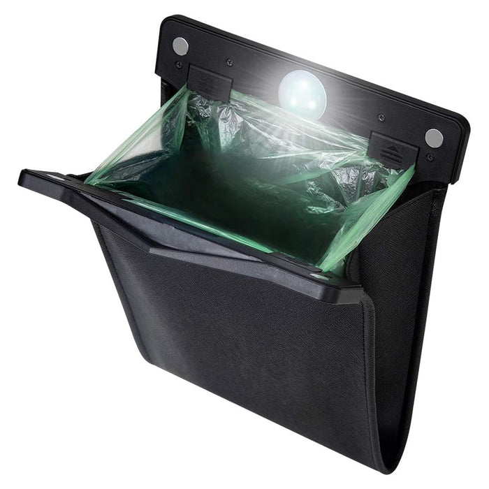 Smart LED Car Trash Can Waterproof PU Leather Car Garbage Bin Battery-Powered