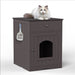 Hidden Box Cat End Table Wooden Night Stand Enclosed Pet Litterbox- Brown