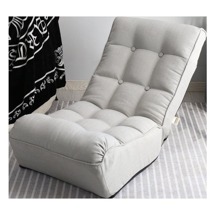 Single Seater Japanese Style Thick Cushioned Lazy Tatami Recliner Sofa- Gray_0