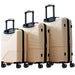 3-Piece Lightweight Hard-shell Luggage Set with Double Spinner Wheels and TSA Lock - Cream White