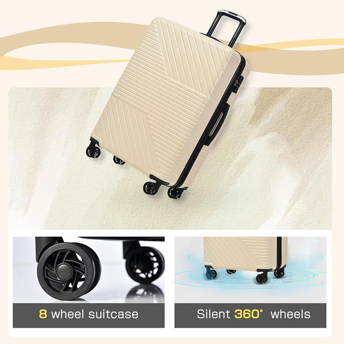 3-Piece Lightweight Hard-shell Luggage Set with Double Spinner Wheels and TSA Lock - Cream White