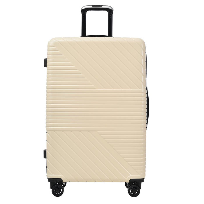 3-Piece Lightweight Hard-shell Luggage Set with Double Spinner Wheels and TSA Lock - Cream White