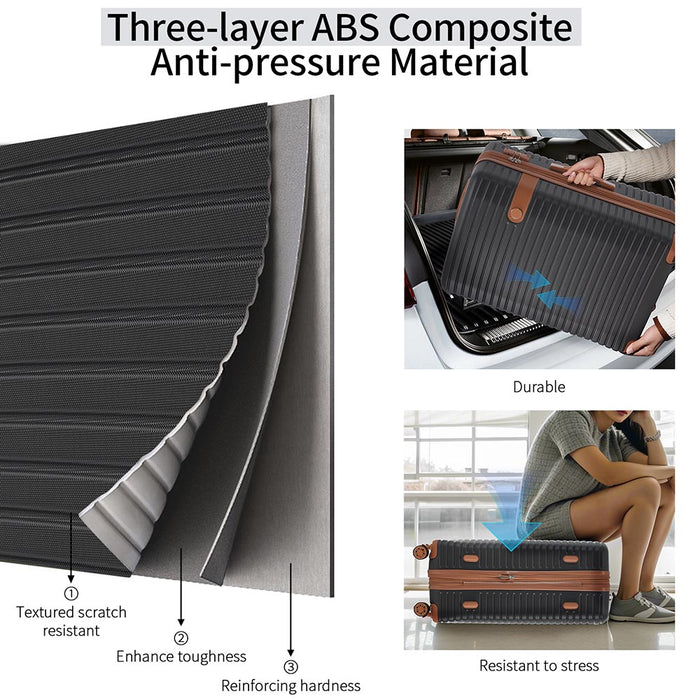 Expandable Lightweight Suitcase with Packing Cubes - Black
