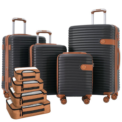 Expandable Lightweight Suitcase with Packing Cubes - Black