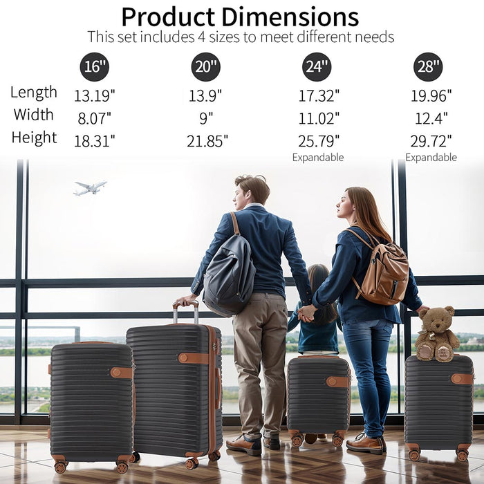 Expandable Lightweight Suitcase with Packing Cubes - Black