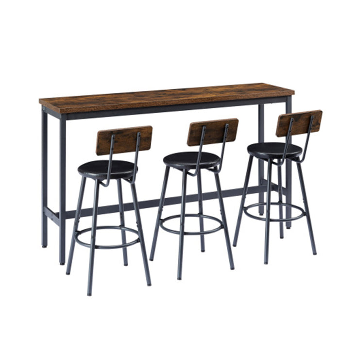 Rustic Industrial Bar Table & Stool Dining Set