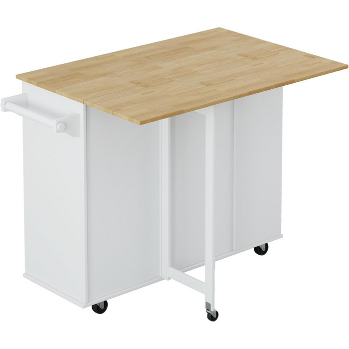 Multi-Functional Kitchen Island Cart with Cabinet, Drawers, Spice Rack, Towel Holder, Wine Rack, and Foldable Table Top_4