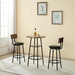 Rustic Brown Bar Stool Set with Shelf and Upholstered Backrest_1