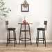 Rustic Brown Bar Stool Set with Shelf and Upholstered Backrest_2