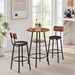 Rustic Brown Bar Stool Set with Shelf and Upholstered Backrest_3