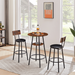 Rustic Brown Bar Stool Set with Shelf and Upholstered Backrest_4