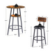 Rustic Brown Bar Stool Set with Shelf and Upholstered Backrest_6