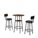 Rustic Brown Bar Stool Set with Shelf and Upholstered Backrest_5