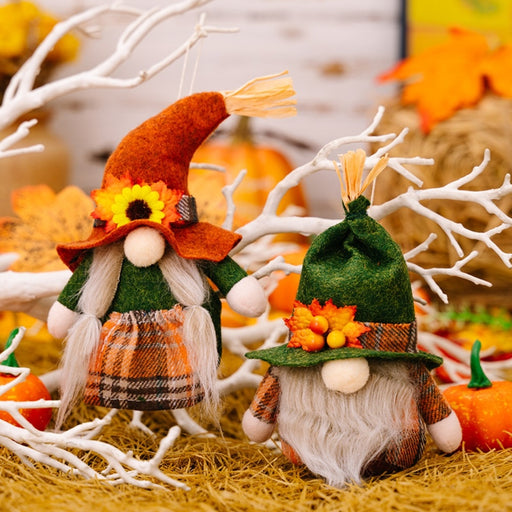 Fall Gnome Pumpkin Maple Sunflower Harvest Autumn Elf Dwarf Plush Faceless Dolls Ornaments