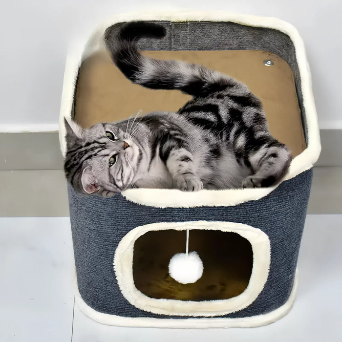 Cozy 3-Tier Cat Bed Plush Hideaway