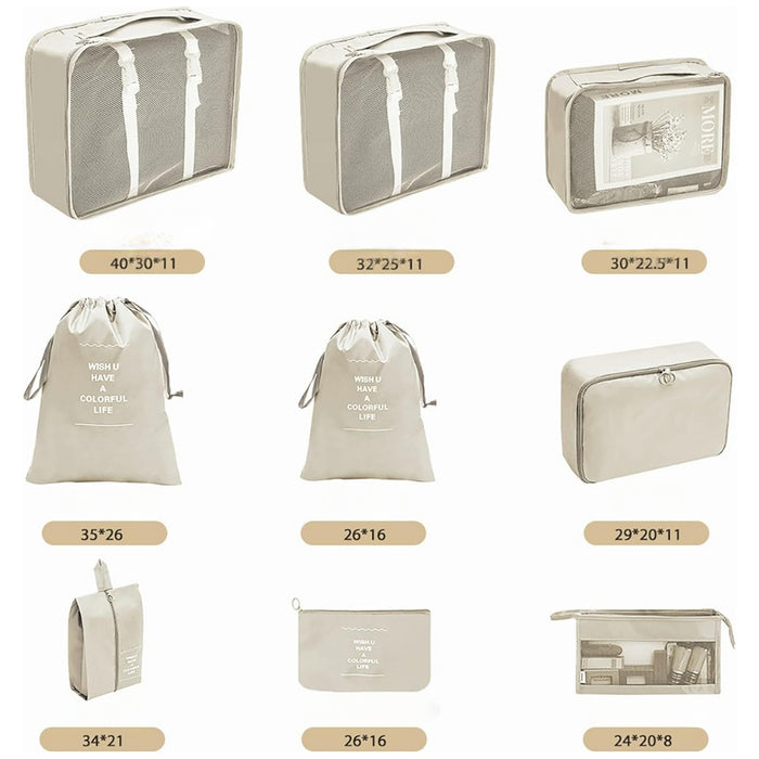 10 Piece Suitcase Organizer Waterproof Travel Packing Cubes