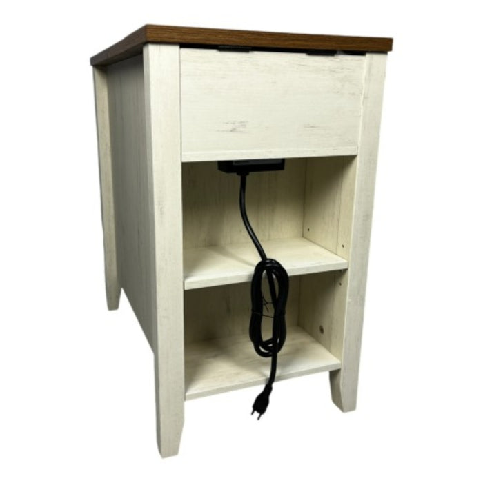 Farmhouse End Table with Charging Station