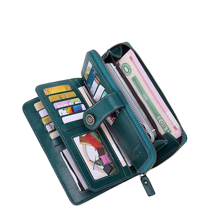 RFID Anti-Theft Multi-Card Long Wallet With Wrist Strap