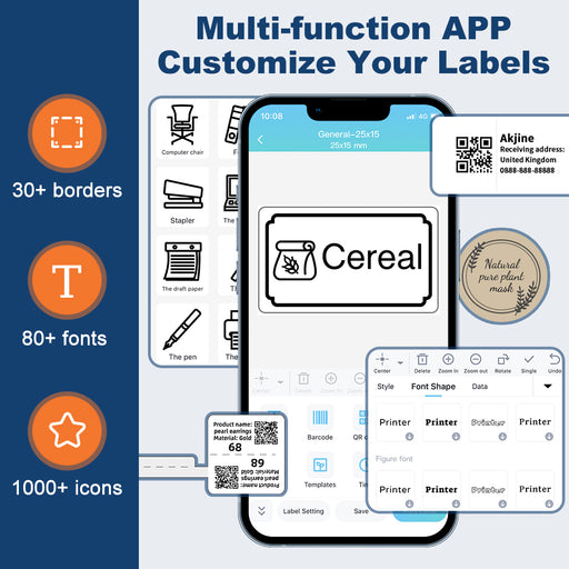 Wireless Thermal Label Maker with Bluetooth App