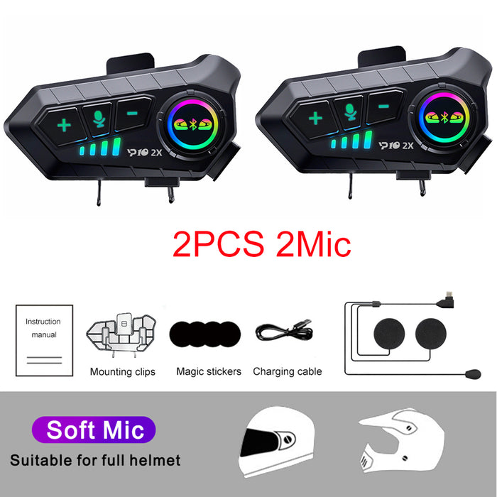 Bluetooth Motorcycle Helmet Intercom 300M Wireless