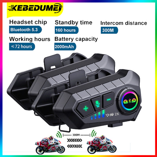 Bluetooth Motorcycle Helmet Intercom 300M Wireless