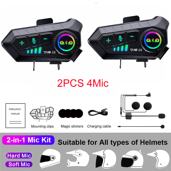 Bluetooth Motorcycle Helmet Intercom 300M Wireless