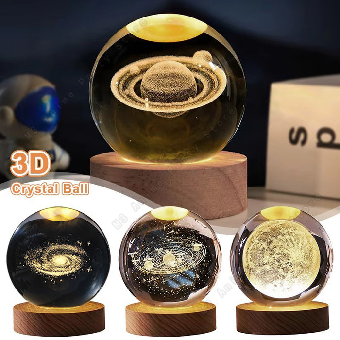 3D Crystal Ball Glowing Galaxy Lamp