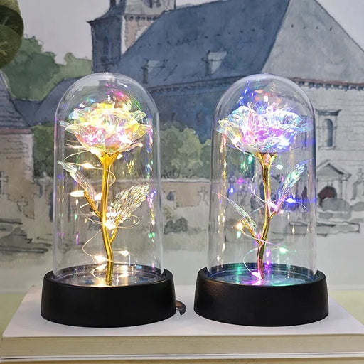 LED Light Up Rose in Glass Dome