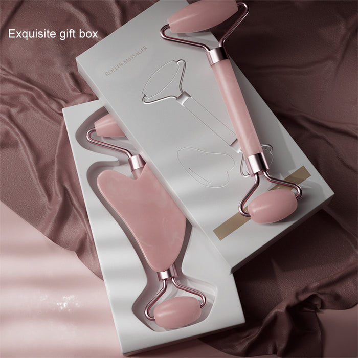 Rose Quartz Facial Roller & Gua Sha Massage Set