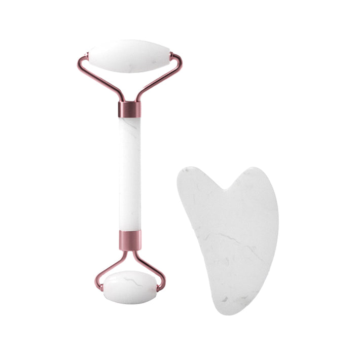 Rose Quartz Facial Roller & Gua Sha Massage Set