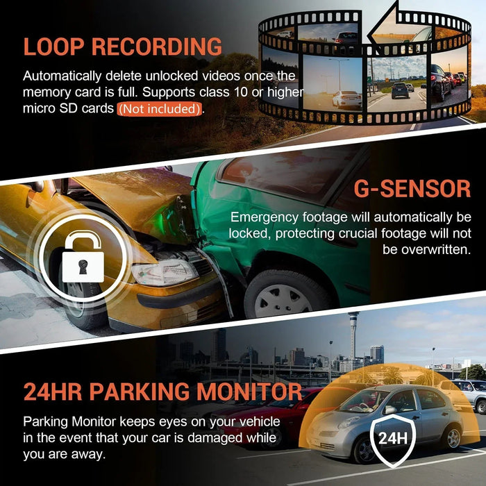 WiFi Dash Cam with Dual Lens & Night Vision