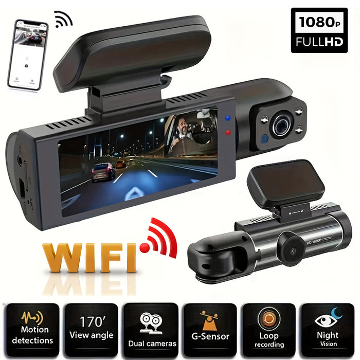 WiFi Dash Cam with Dual Lens & Night Vision
