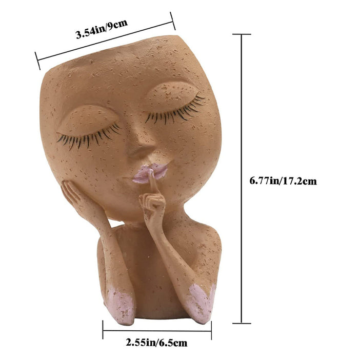 Handmade Resin Face Head Planter with Drainage